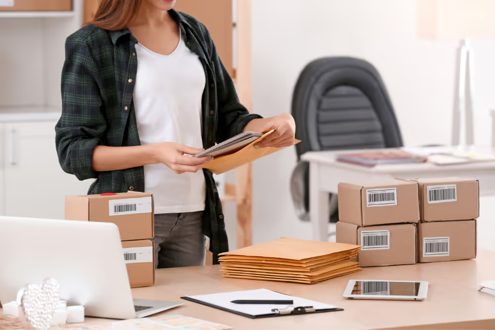 Bulk mailing preparation at Aurora warehouse