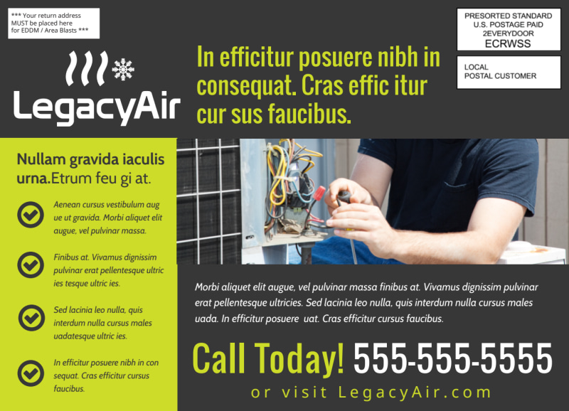 Direct mail marketing for local HVAC company in Petaluma, CA